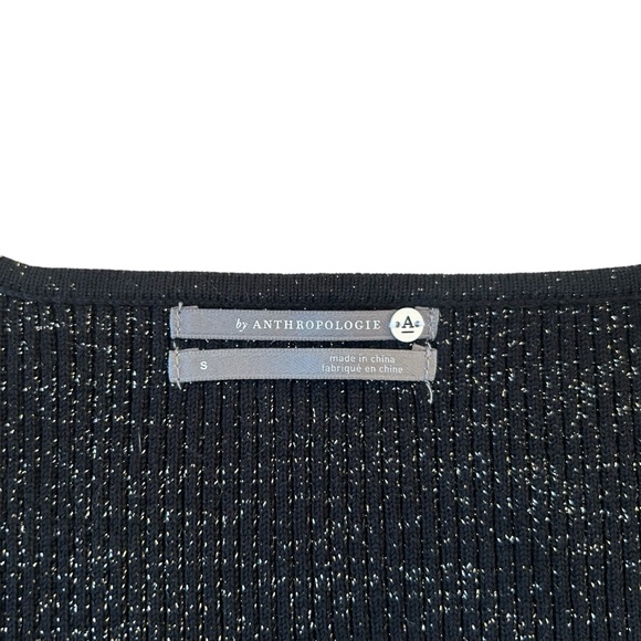 Anthropologie Sweetheart Sweater Top Black & Gold SMALL NWT  Goth Dark Academia - Picture 5 of 16